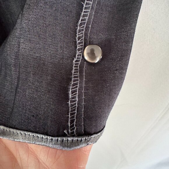 90s Vintage Karen Scott Liquid Dark Silver Long Sleeve Button Up Evening Blouse - Picture 10 of 14
